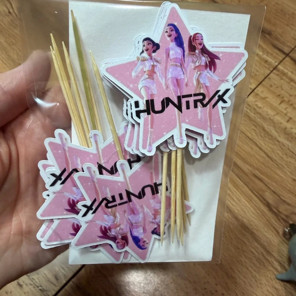 Pink Star Party Huntrix Cupcake Toppers